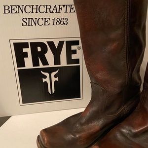 FRYE Outside-Zip Heath Maple Brown Motorcycle Boot